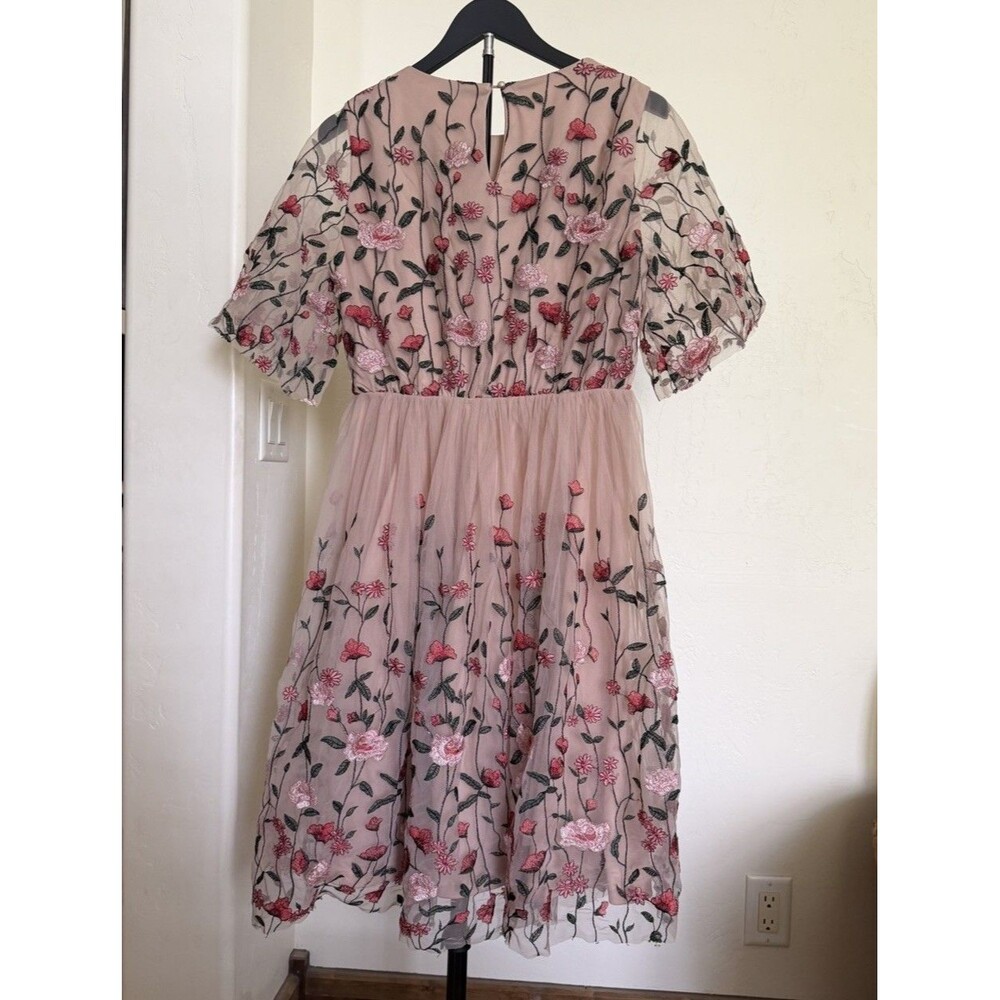 Baltic Born Embroidered Duchess Tulle Dress Pink Large Fairy Garden Party Sheer - Picture 10 of 12